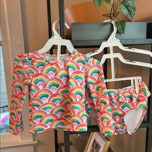 Only worn twice! Hatley Colorful Rainbow Swim Set
